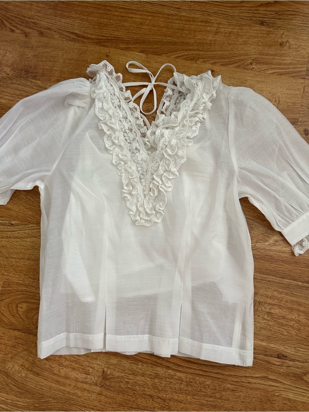 NWT Caroline Constas White Lace Pintuck Blouse XS